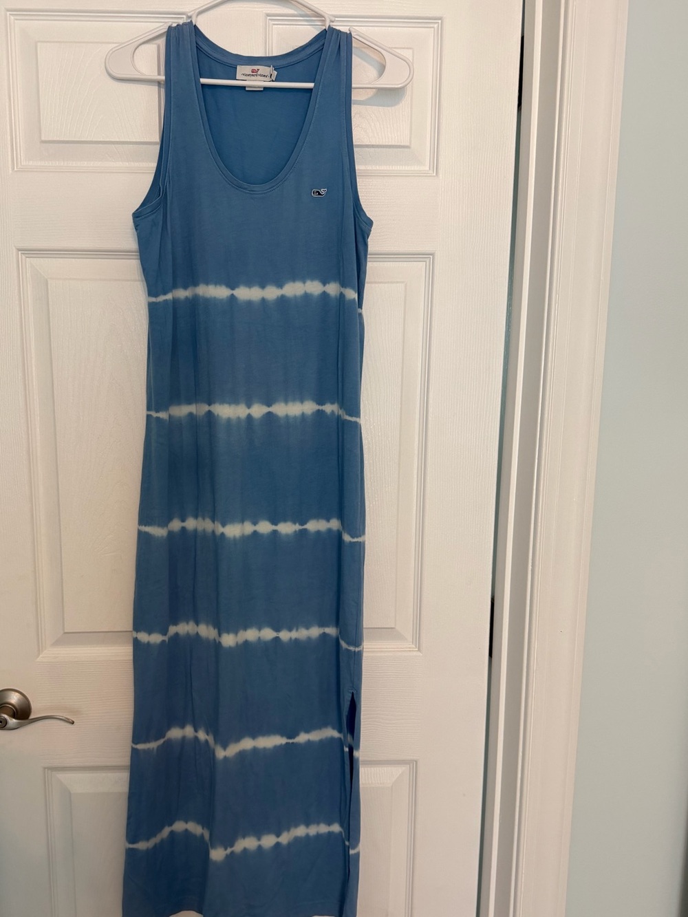 Vineyard Vines Blue and White Tie-Dye Tank Maxi Dress